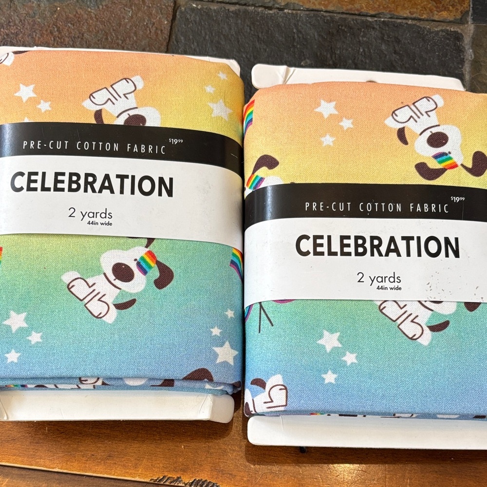 JOANN FABRICS Celebration Pre-Cut Fabric 2 Yards Each "Woof You Pride Dogs"